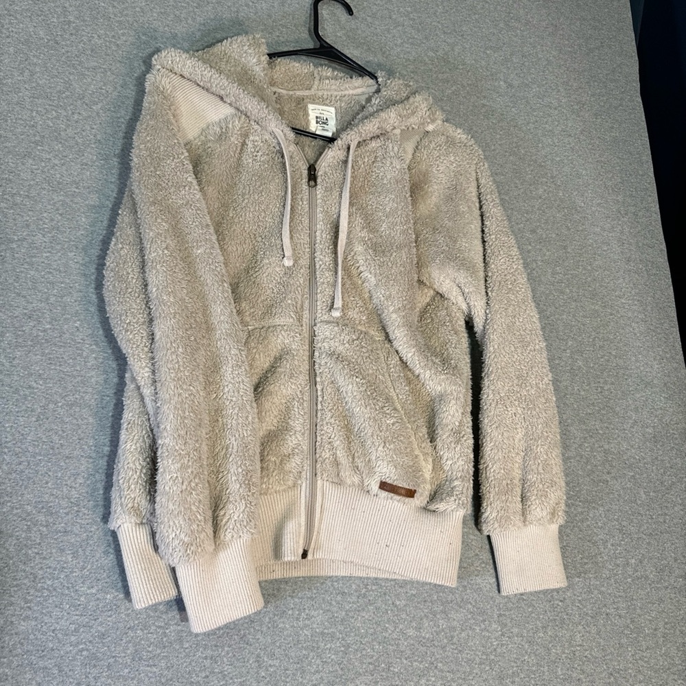 Women’s Size Small Billabong Sherpa Jacket Hooded Fullzip Minimal Peeling